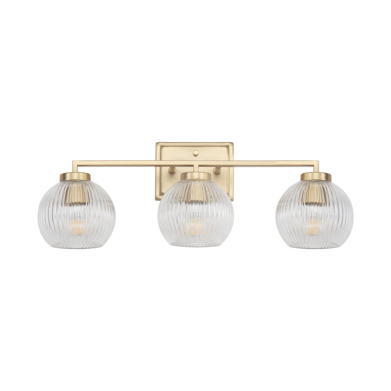 Deana 3 Light Bath Vanity with Ribbed Clear Shade, Brushed Champagne Bronze