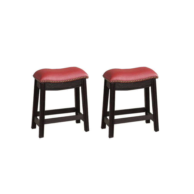 Ensemble de tabourets rembourrés en polyuréthane, Bourgogne, Petit tabouret (siège d'une hauteur de 18 po), Rouge