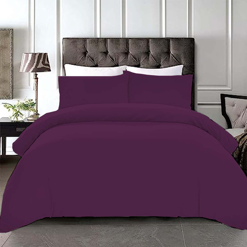  Ensemble de housse de couette en microfibre 3 pièces, Housse de couette grand + 2 taies décoratives, Mauve royal
