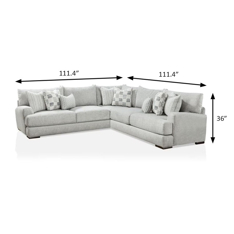 111.4" W Transitional Sectional, Gray