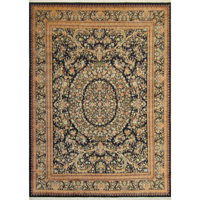 Tapis de surface en laine noir 8 pi 2 po x 12 pi 9 po main one-of-kind-noué la 2010 Massimo