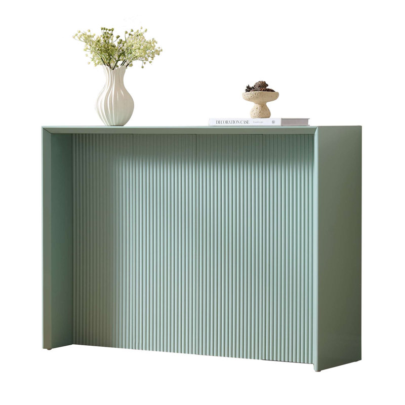 Console rectangulaire en bois avec panneau ondulé sculpté, table d'entrée ou de canapé moderne pour le salon ou le couloir