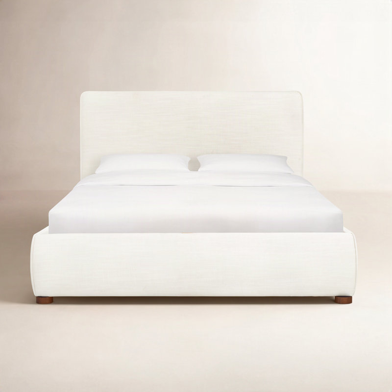 Callahan Upholstered Bed, Full / Double, White Linen