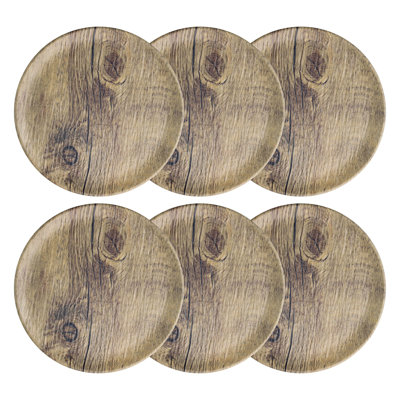 6-Piece Wood Grain 9" Melamine Plate