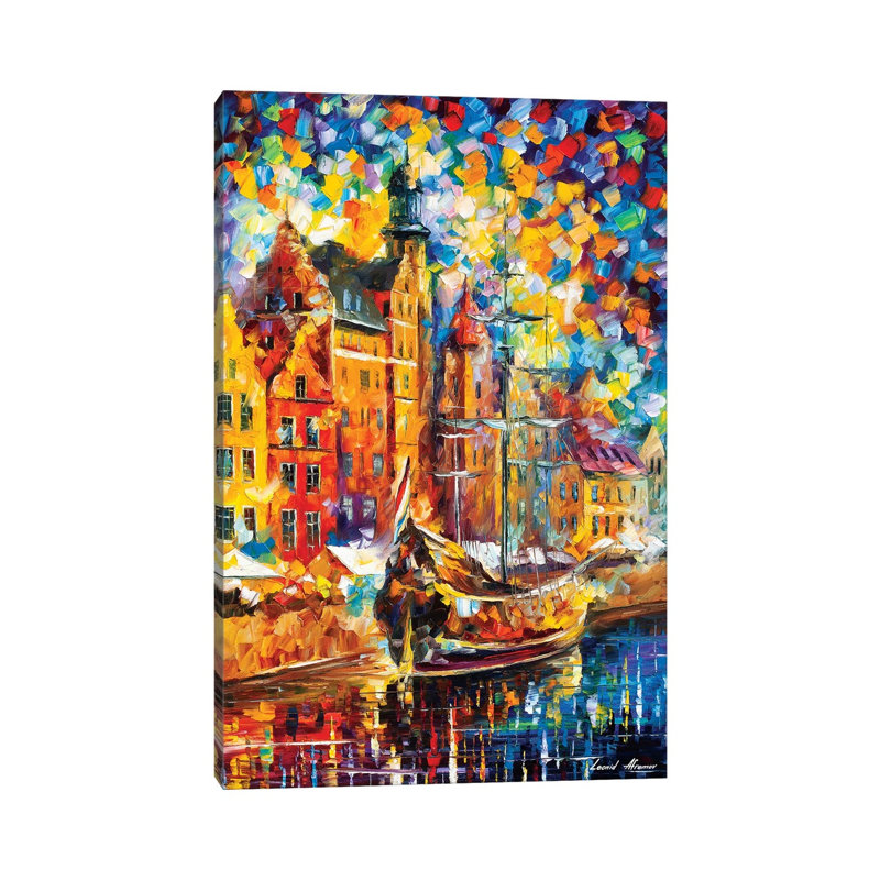 Old Dock by Leonid Afremov - Painting on Canvas, 20.32 cm H x 30.48 cm W, Wrapped Canvas