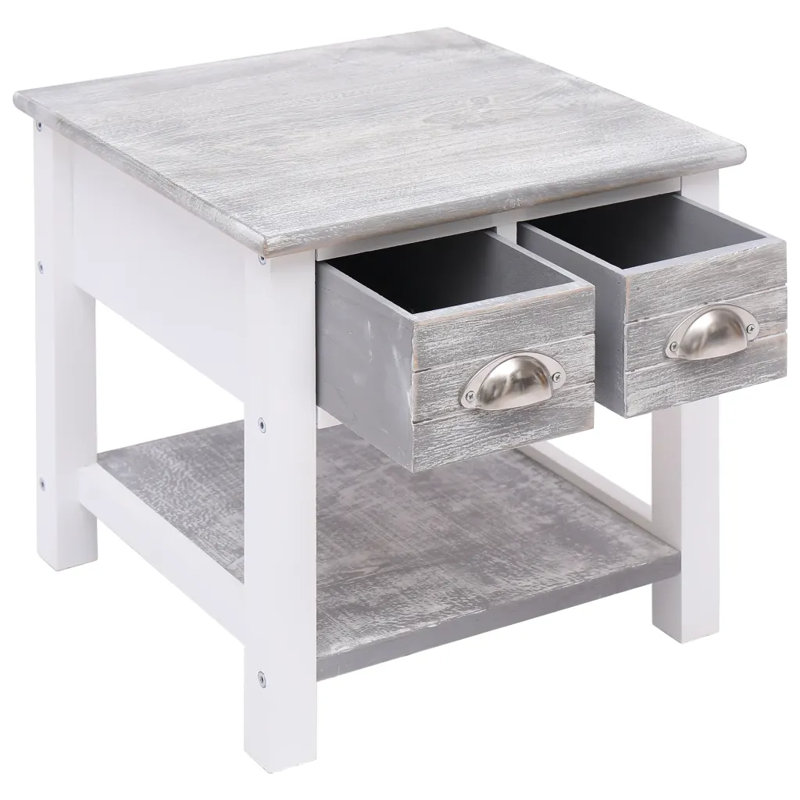 Maez Solid Wood End Table, Grey