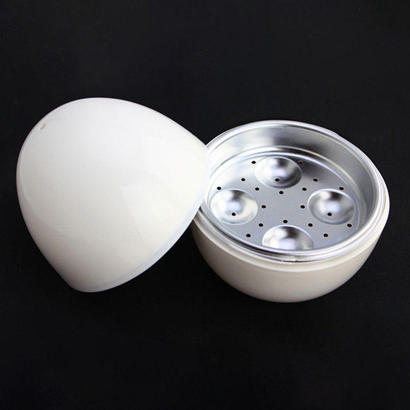 Egg Steamer Practical 4 Eggs Capacity Egg-shaped Simple White Microwave Egg Boiler for Breakfast