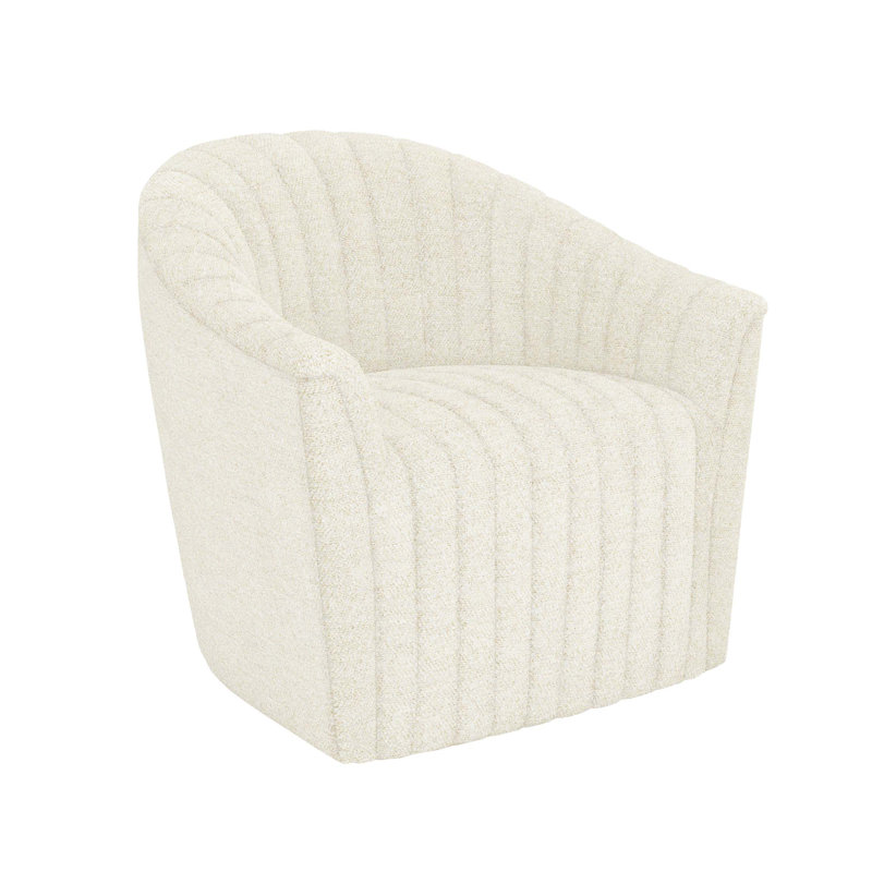Channel Upholstered Swivel Barrel Chair, Foam Acrylic