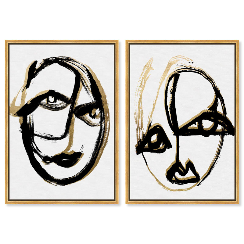 Oliver Gal Abstract Portrait Set - Paint Framed Canvas Art, Gold, 37" H x 25" W