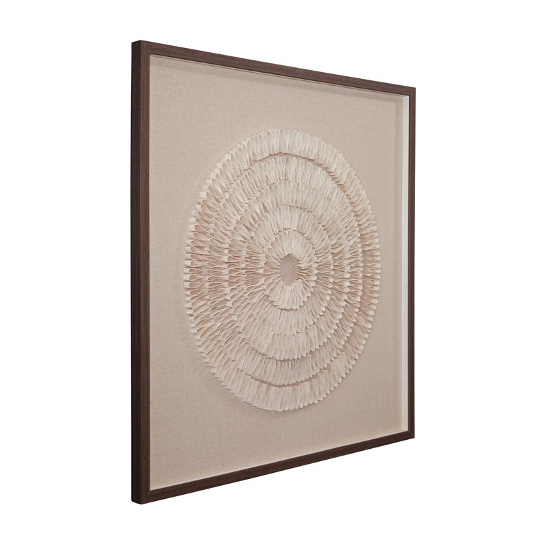 Art mural Vesica - Papier de riz 3D dans une boîte-cadre avec cadre en lin et brun