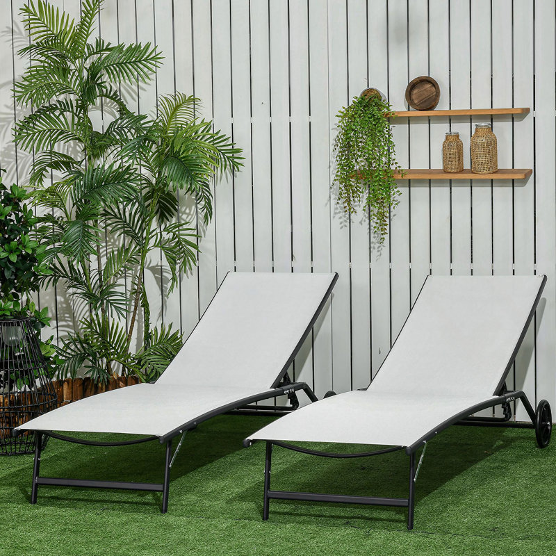Chaise longue d'extérieur 2 pièces Outsunny