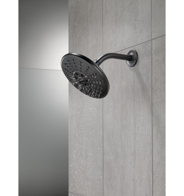 Universal Showering Components Multi Function Adjustable Shower Head with H2okinetic Technology, Matte Black