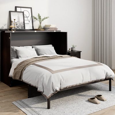 Grand lit escamotable avec grands tiroirs de rangement et charge USB, armoire murale peu encombrante avec prises de courant, lit pliable moderne d'une capacité de 400 lb