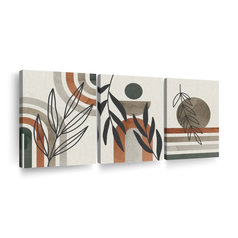 Ensemble de 3 pièces sur toile Nature Geometric Abstract VII, H 39 po x l 80 po x P 1,25 po