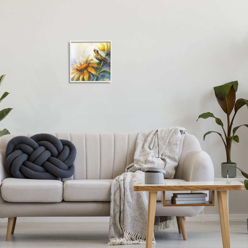 «Stupell Industries Bird Singing Yellow Flowers», art mural sur toile par Joy Allen, H 12 po x l 12 po x P 1,5 po