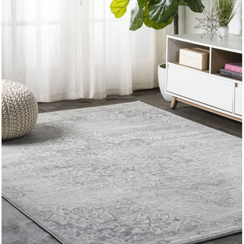 Modern Persian Vintage Moroccan Medallion Light Gray Rug, Rectangle 3' x 5'