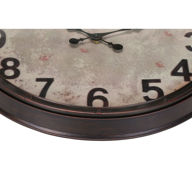 Clocks, 20" Round, Wall Clock, Antique Brown, Transitional