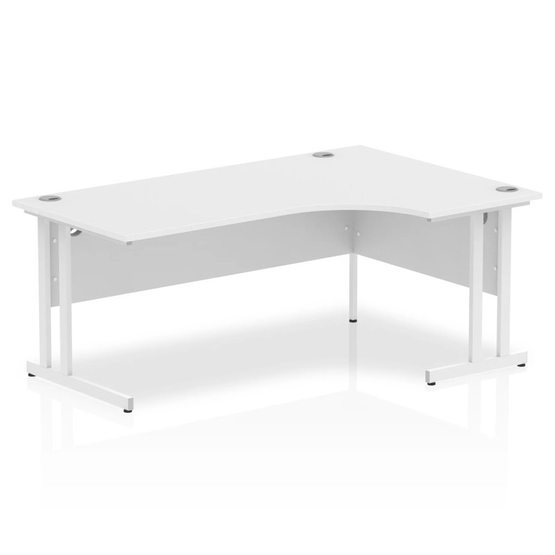 Impulse L-Shape Computer Desk, 73cm H x 160cm W x 120cm D, Right Hand Facing, White/White