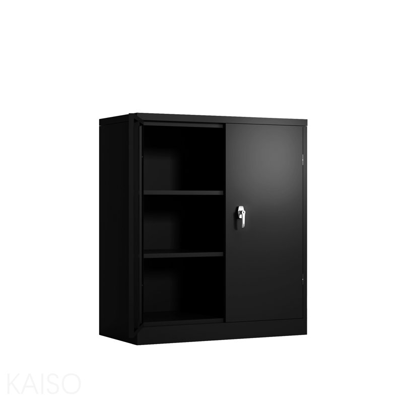 Metal Storage Organizer Cabinet With 2 Doors And 2 Shelves Secure Lockable Steel Storage Cabinet For Office Garage Warehouse