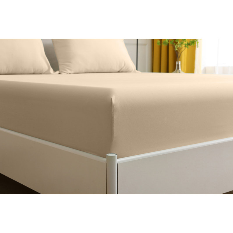 Ensemble de draps en microfibre de satin de coton, Ensemble de draps pour lit simple TG + drap-housse, Macadamia