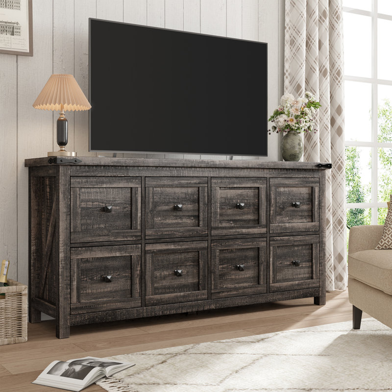 Commode double à 8 tiroirs Cueto, Chêne noir