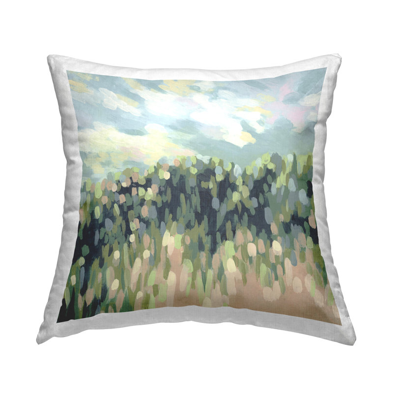 Conception de coussin décoratif abstrait à motif de plantes vertes par June Erica Vess