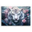 Art mural en verre «White Tiger Parmi Les Fleurs» par MomArt-320112909