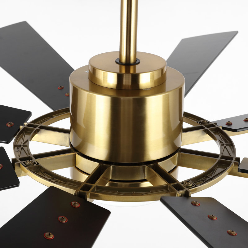 Avgoustinos DC Ceiling Fan with LED Light and Remote, 72", Gold with Black Blades