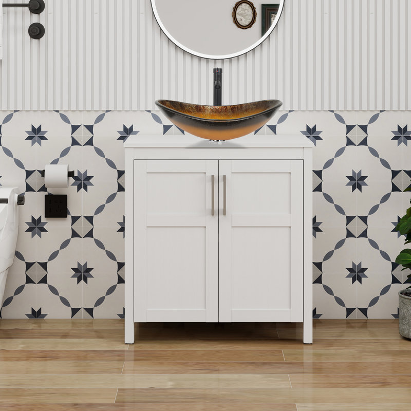 30" Free-Standing Modern Single Bathroom Vanity With Sink, White