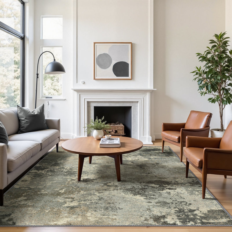 Abstract Area Rug, Grey, Rectangle 120 x 170 cm