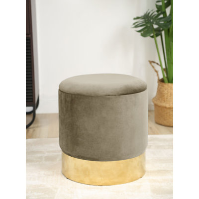 Ahlanni 39cm Wide Velvet Tufted Circle Pouffe Ottoman with Storage
