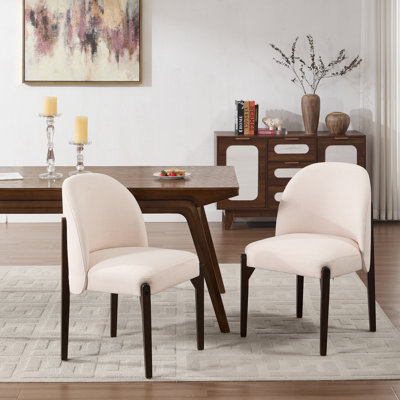 Ensemble de 2 chaises de salle à manger en bois, chaise de salle à manger rembourrée en tissu moderne, chaise de ferme pour salle à manger
