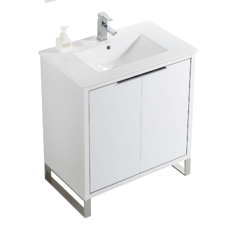 30'' Single Bathroom Vanity Set, White, Chrome