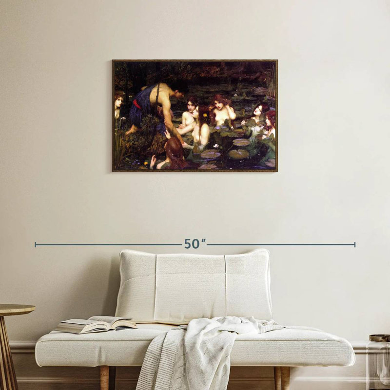 Hylas et les nymphes, Cadre flottant noyer, 31 po x 21 po