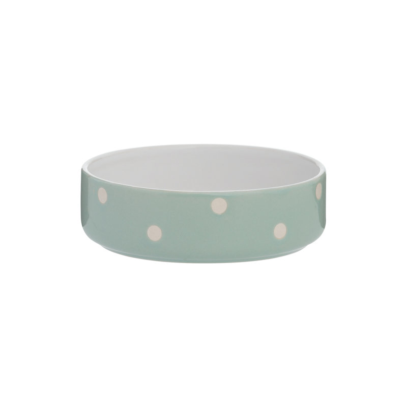 Polka Dot Dog Bowls, Sage, 4cm H x 13cm W x 13cm D