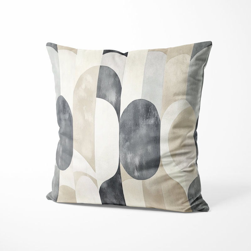 Coussin géométrique à motif géométrique neutre, H 20 po x l 20 po