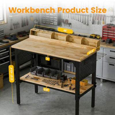 Banc de travail à hauteur ajustable avec rangement Workbench