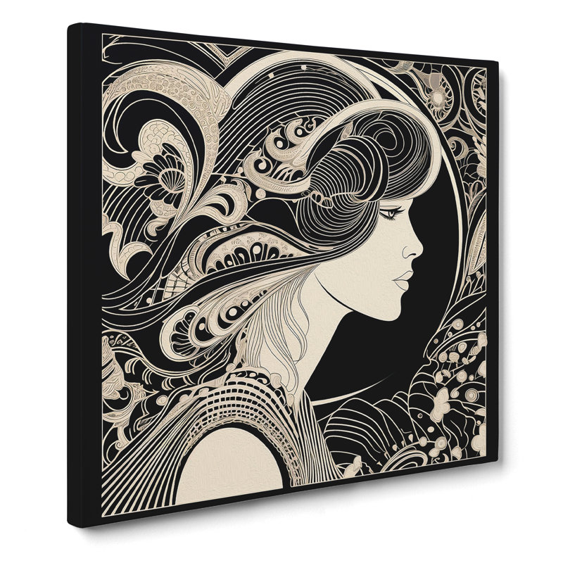 Art Deco Woman Paisley Art No.1 - Wrapped Canvas - Framed Print, 50cm H x 50cm W x 3cm D