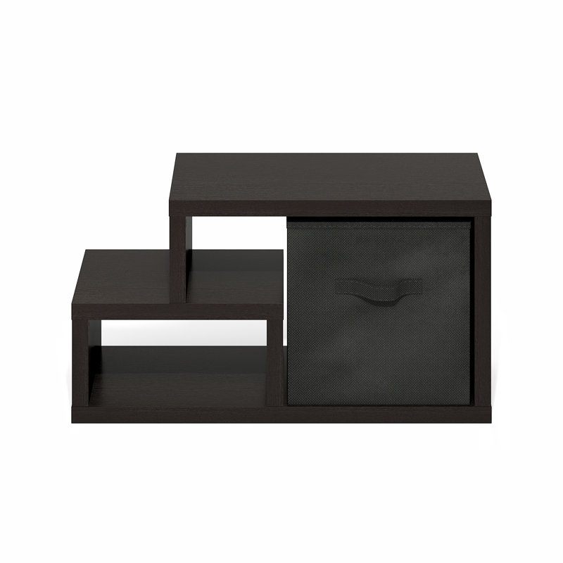 Tablette polyvalente avec bac de rangement Samual , Chêne foncé / noir