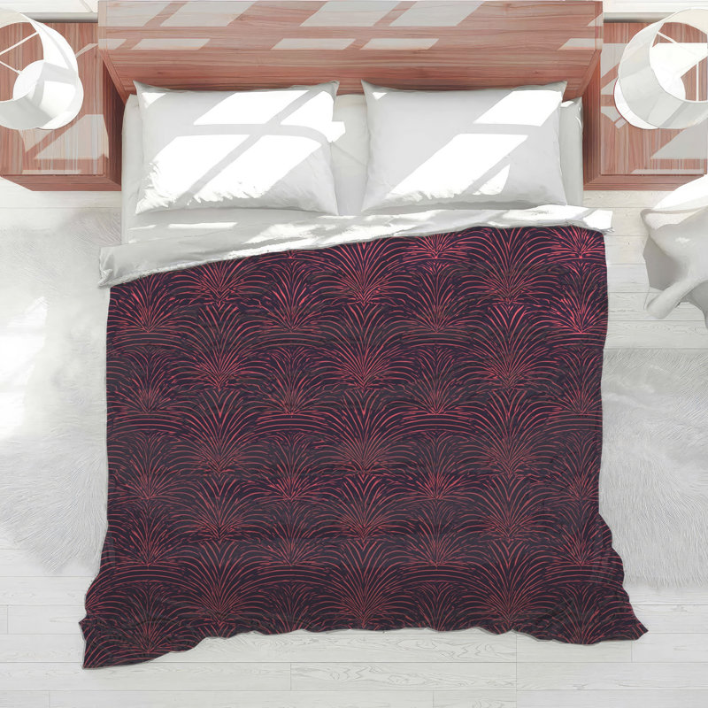 Pink Palm Leaf Pattern Comforter, Twin