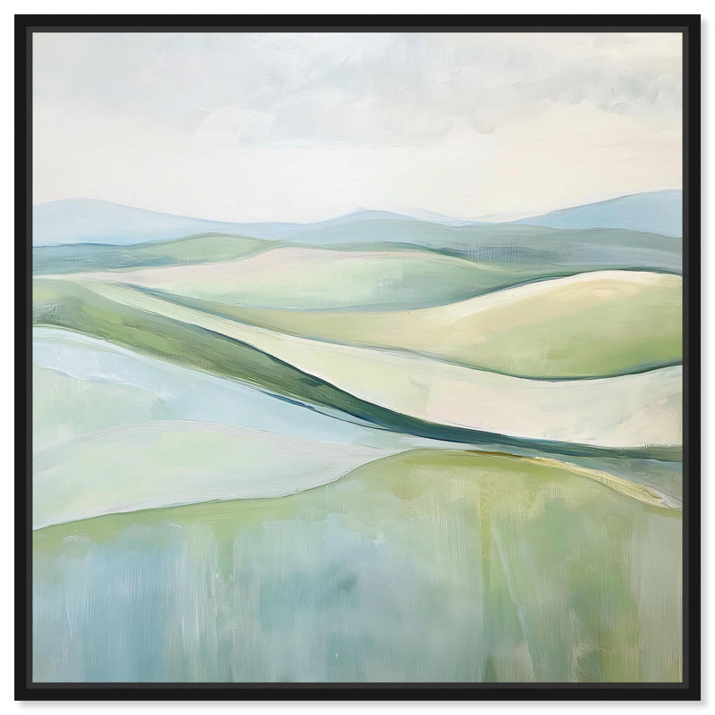 «Flowing Hillscape» par Art Remedy, H 41 po x l 41 po x P 1,8 po, Cadre flottant noir
