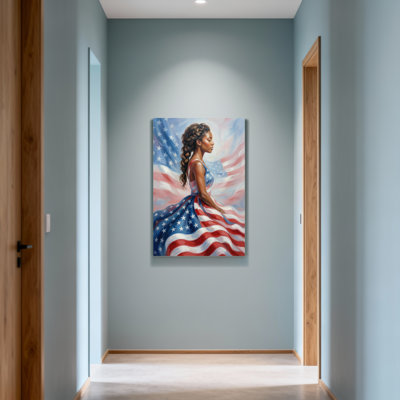 «Fashion American Flag Woman Dress», reproduction d'art