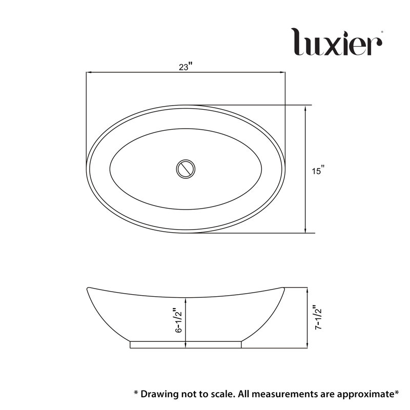 Luxier 23" Oval Ceramic Bathroom Vessel Sink with Overflow