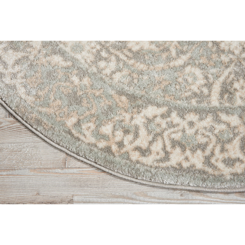 Tapis gris Alana, Rond 5 pi 3 po