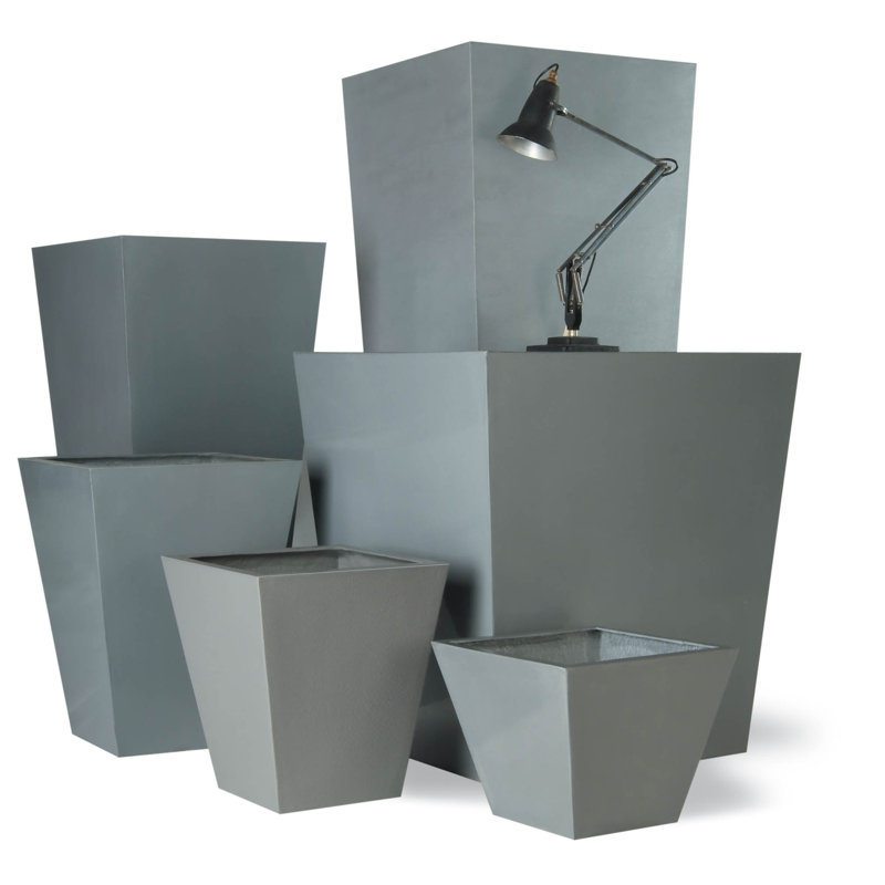Vrtanes Geo Fibreglass Cachepot, 55cm H x 42cm W x 42cm D, Aluminium