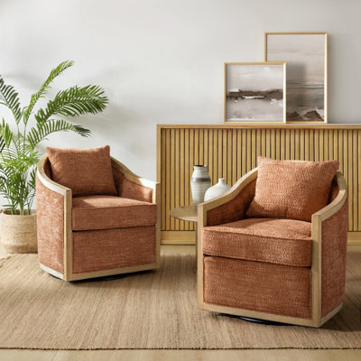 Ensemble de 2 chaises pivotantes en bois massif Gerena Jess Farmhouse