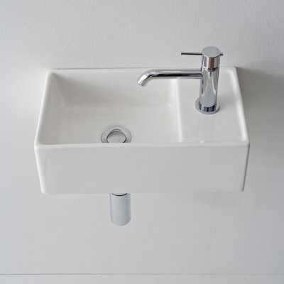 Lavabo de salle de bain mural en céramique 17 po Teorema
