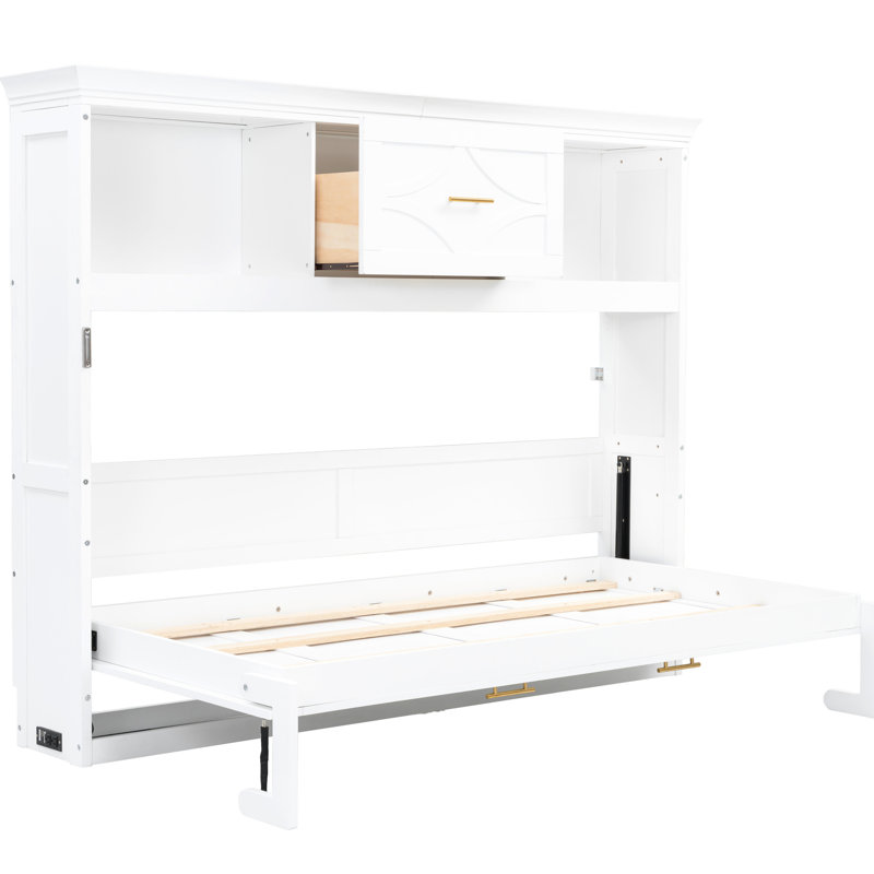 Lit simple, lit, blanc, système de chargement, tiroir, rangement, bois de pin, structure, aspect rustique,, Blanc