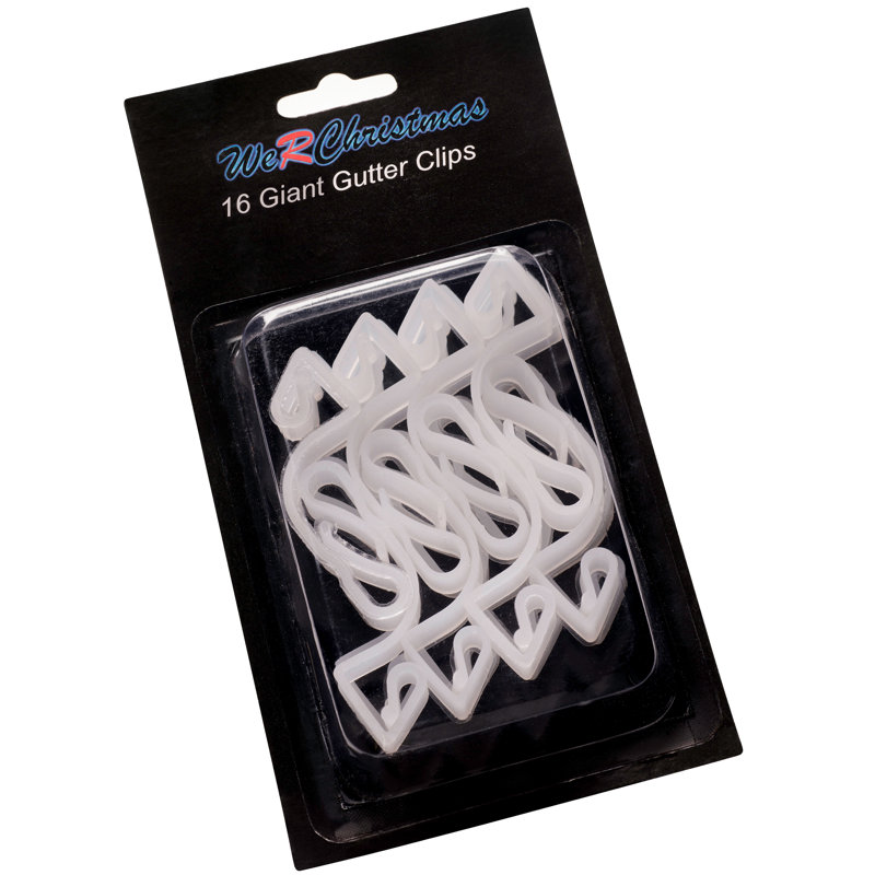 Large Gutter Hooks, Pack of 16 – Outdoor Christmas Light Clips