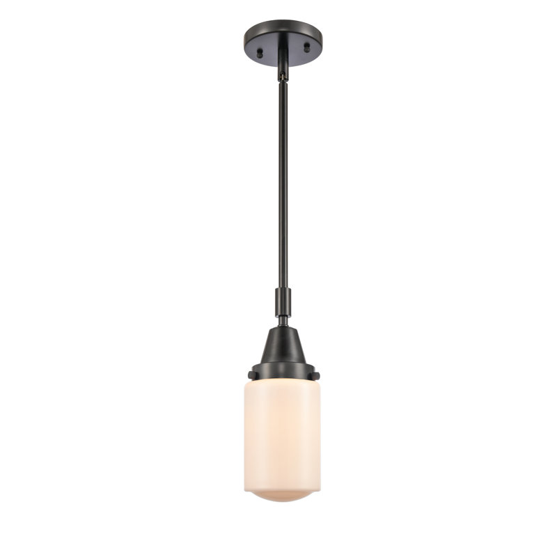 Luminaire suspendu cylindrique à 1 lumière Saroyan, Blanc mat, Ampoule non incluse, Noir mat